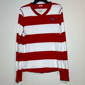 Abercrombie & Fitch Muscle Tee Mens M Orange Striped Long Sleeve Preppy Y2K
